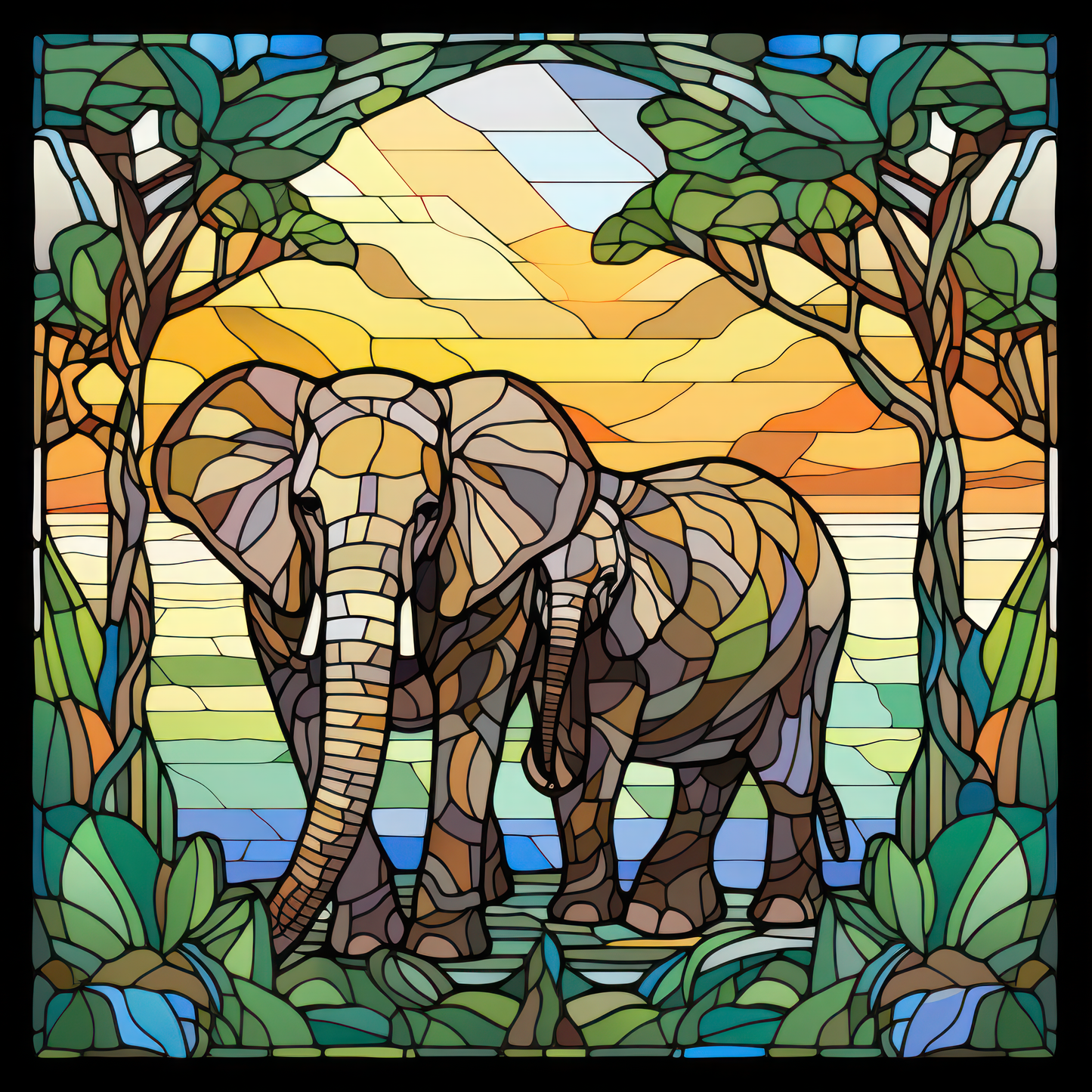 Stained Glass Elephants