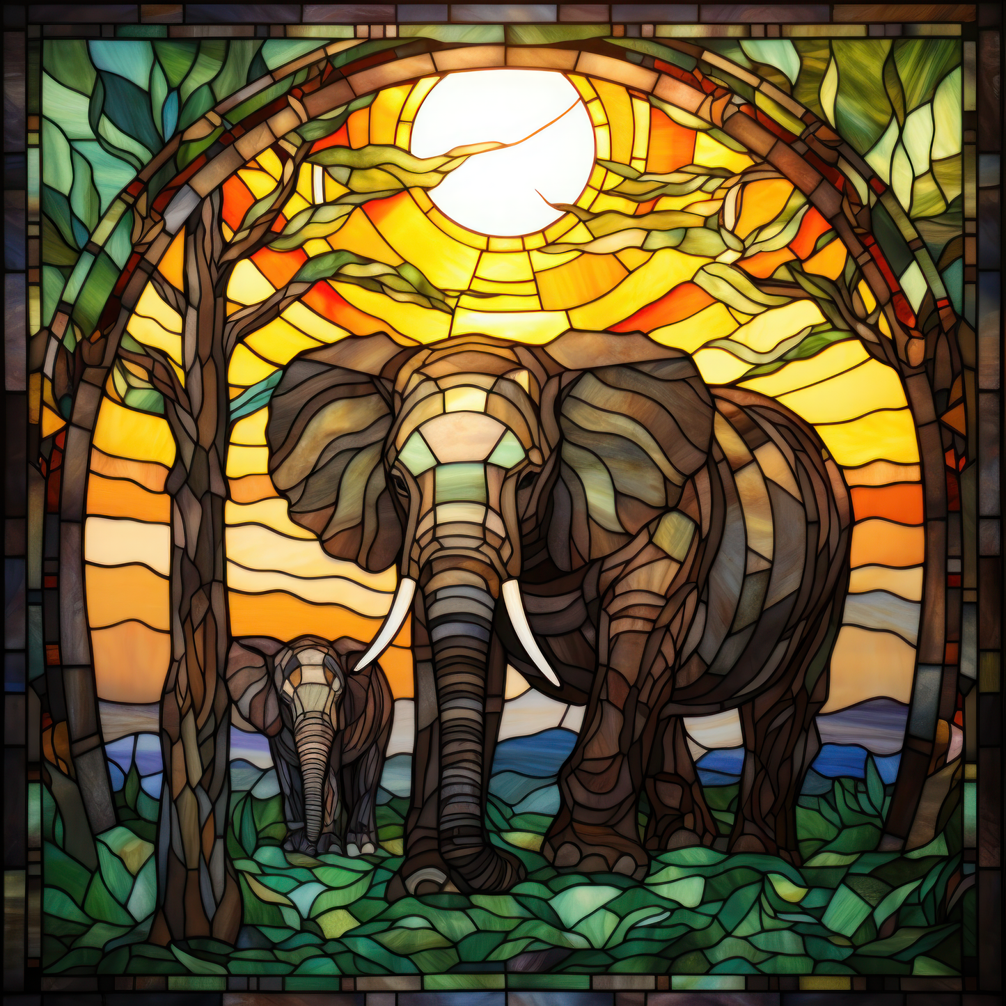 Stained Glass Elephants