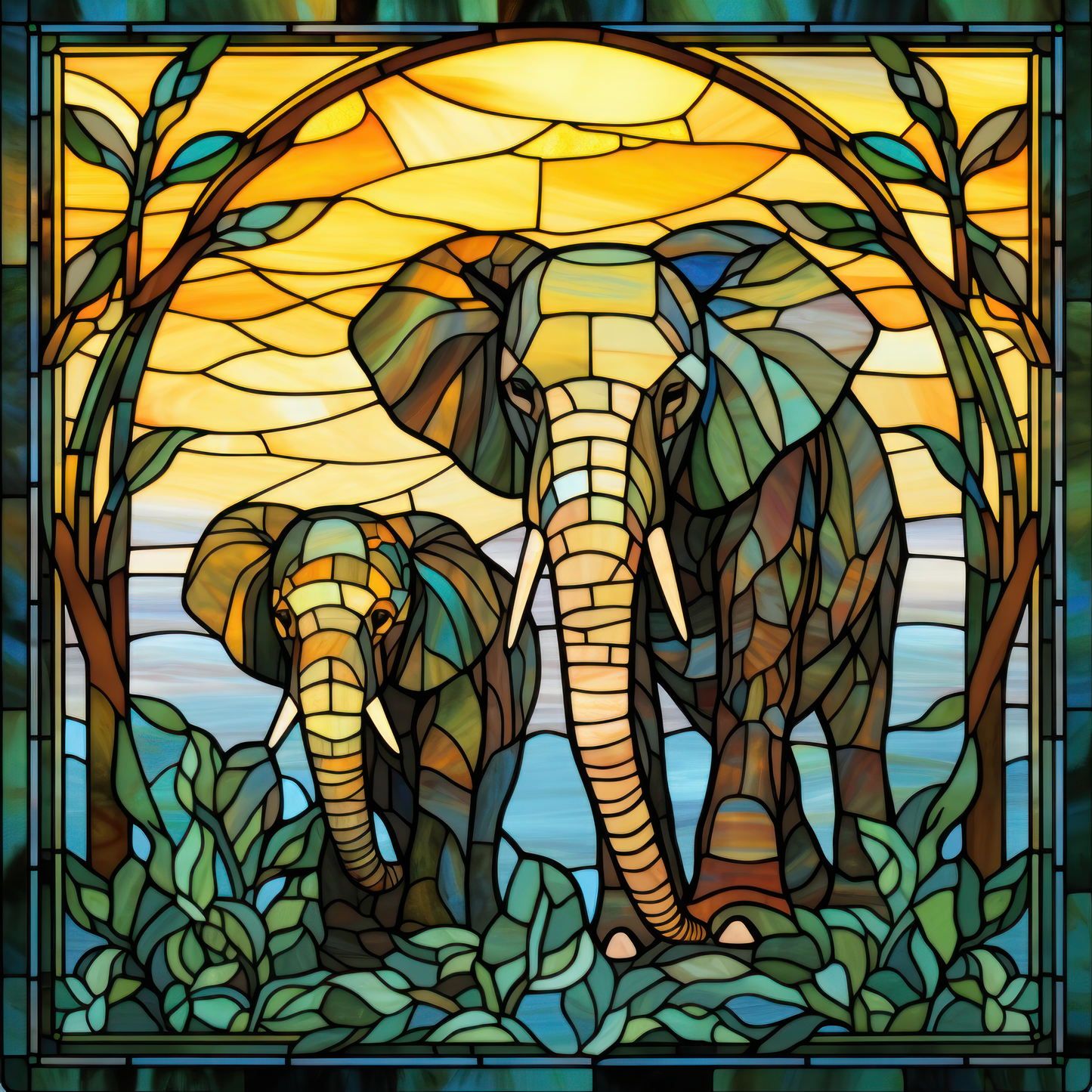 Stained Glass Elephants