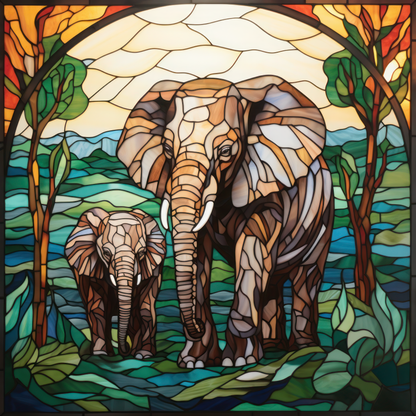 Stained Glass Elephants