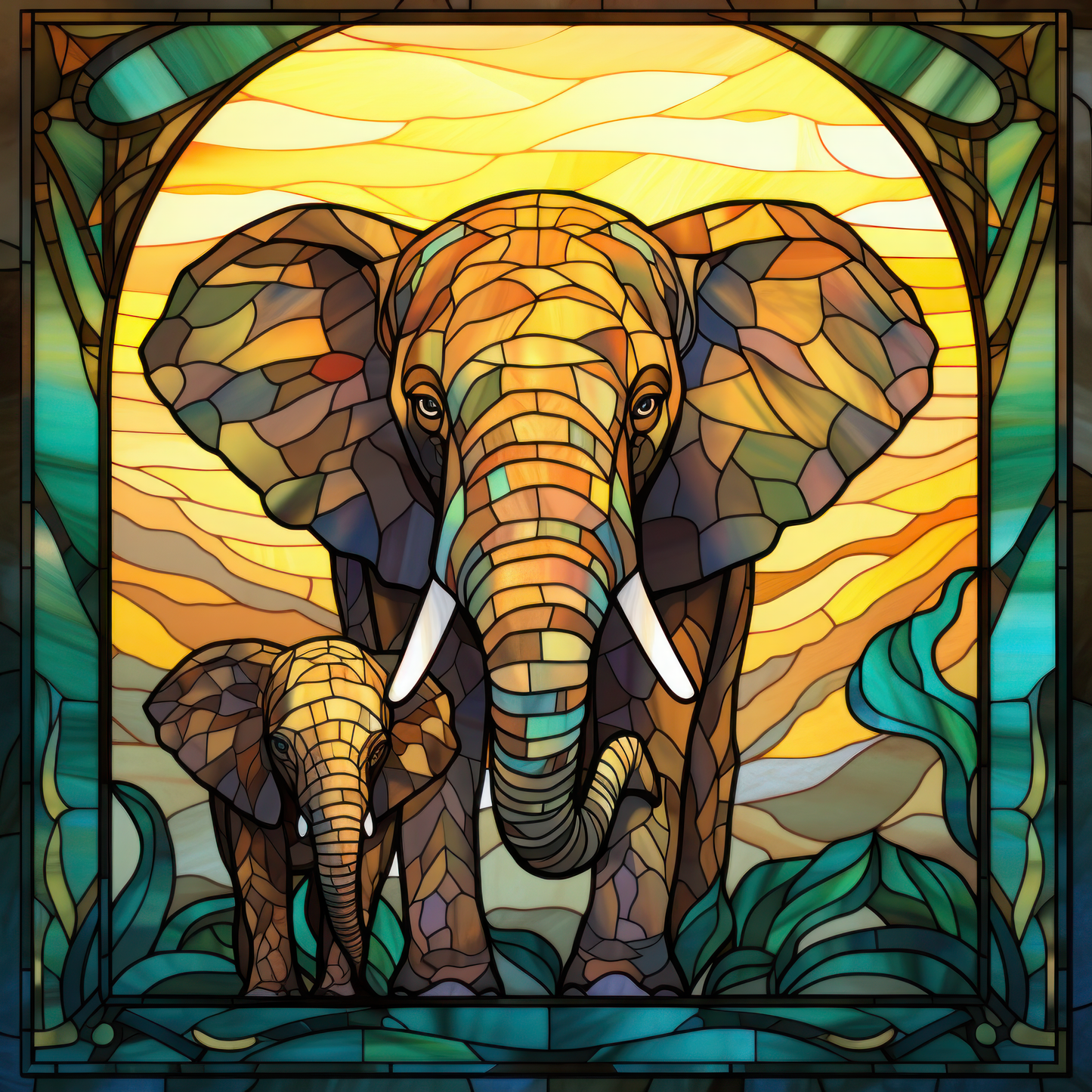 Stained Glass Elephants