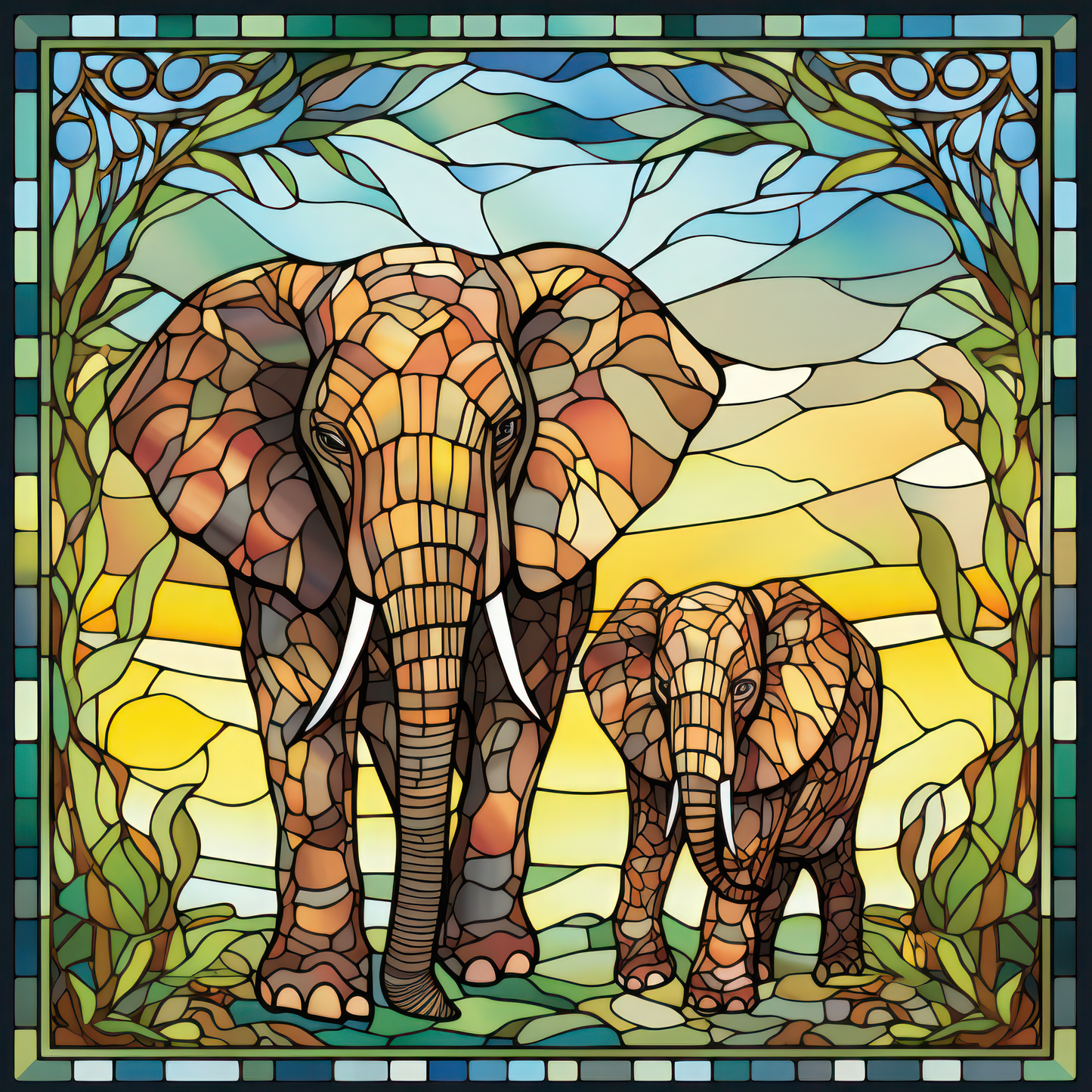 Stained Glass Elephants