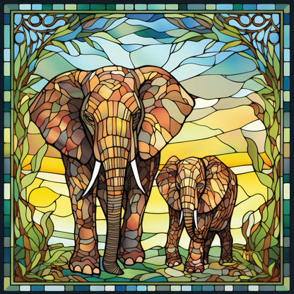 Stained Glass Elephants
