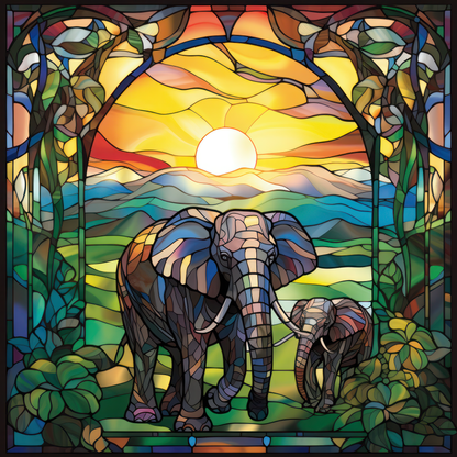 Stained Glass Elephants