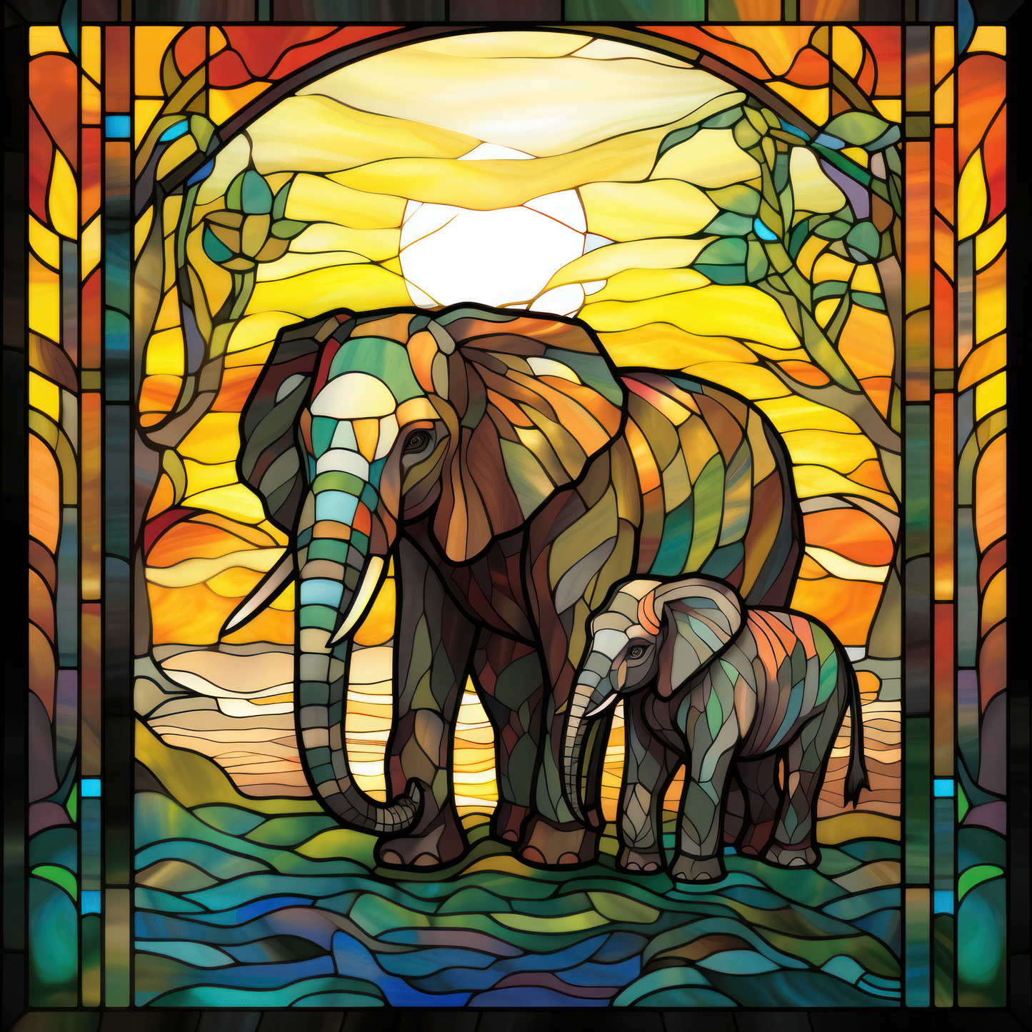 Stained Glass Elephants