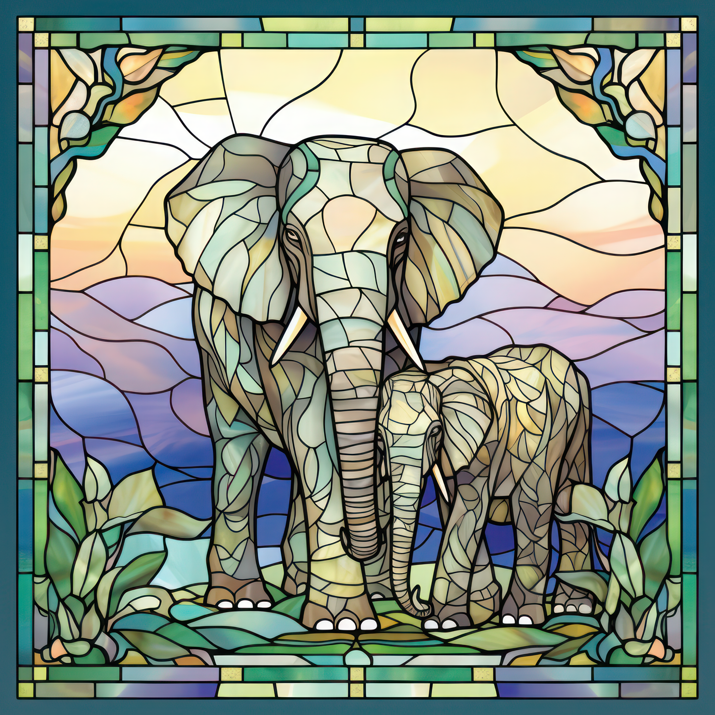 Stained Glass Elephants