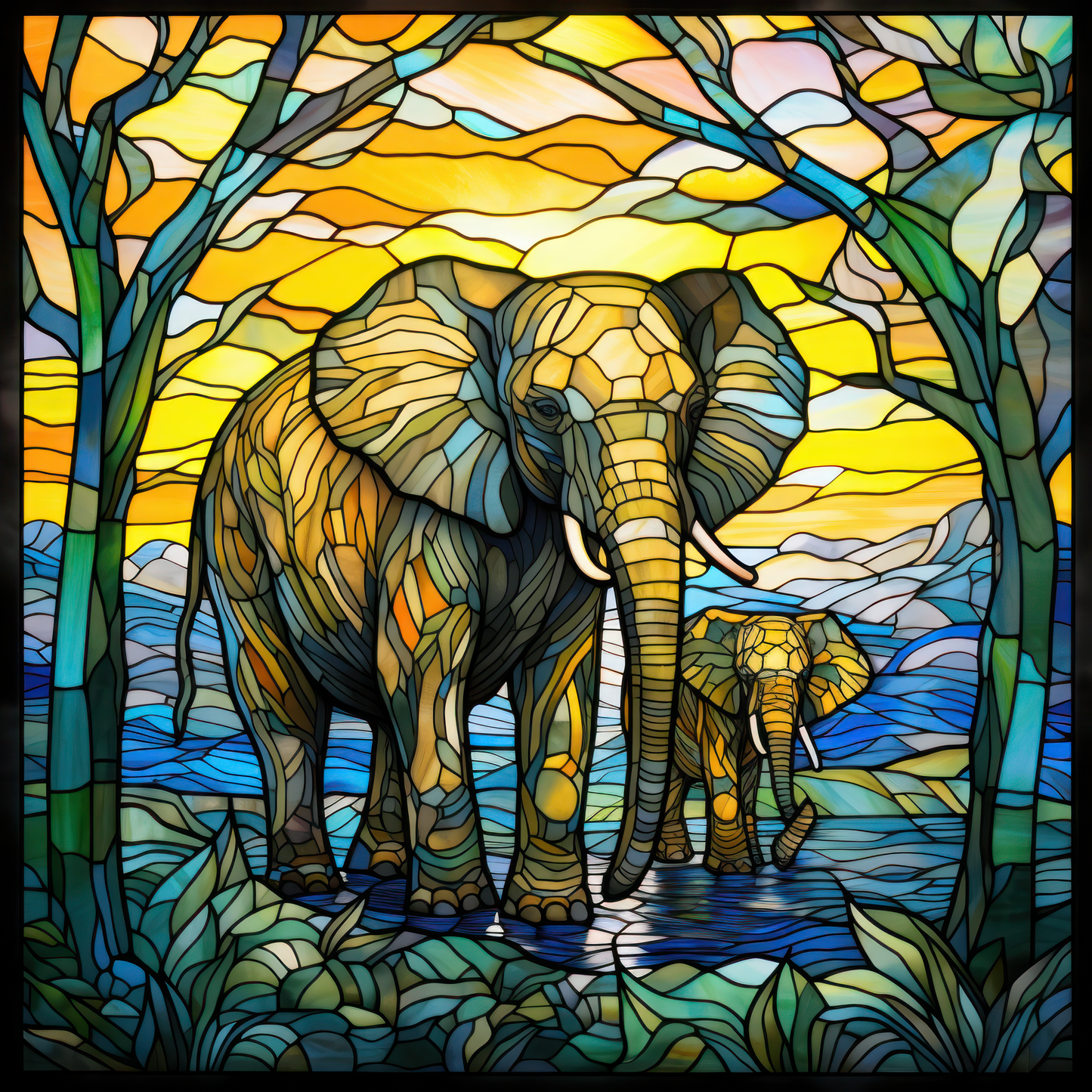 Stained Glass Elephants