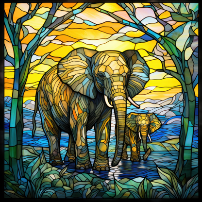 Stained Glass Elephants