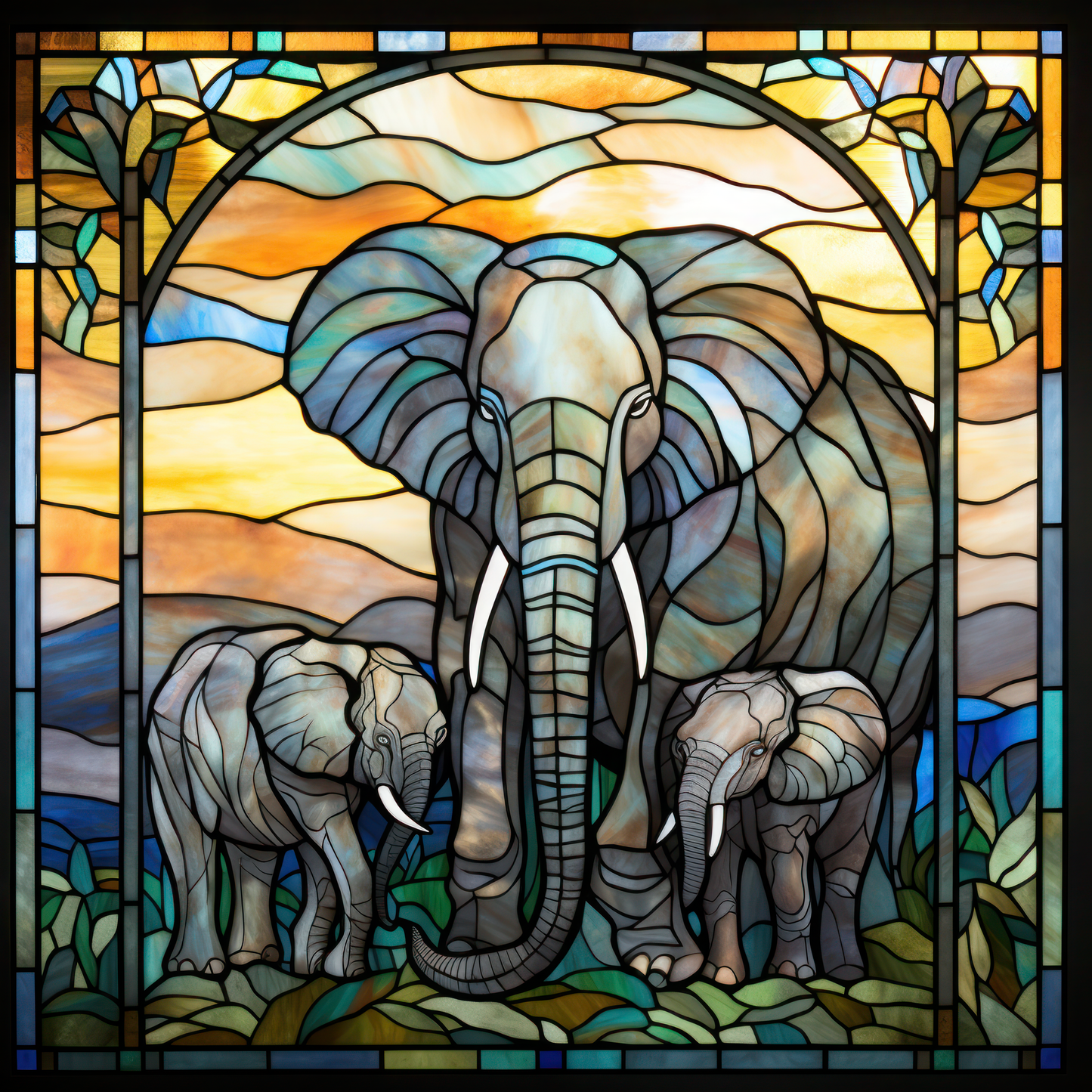 Stained Glass Elephants