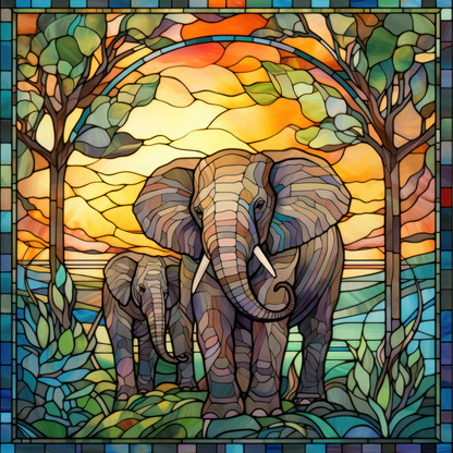 Stained Glass Elephants