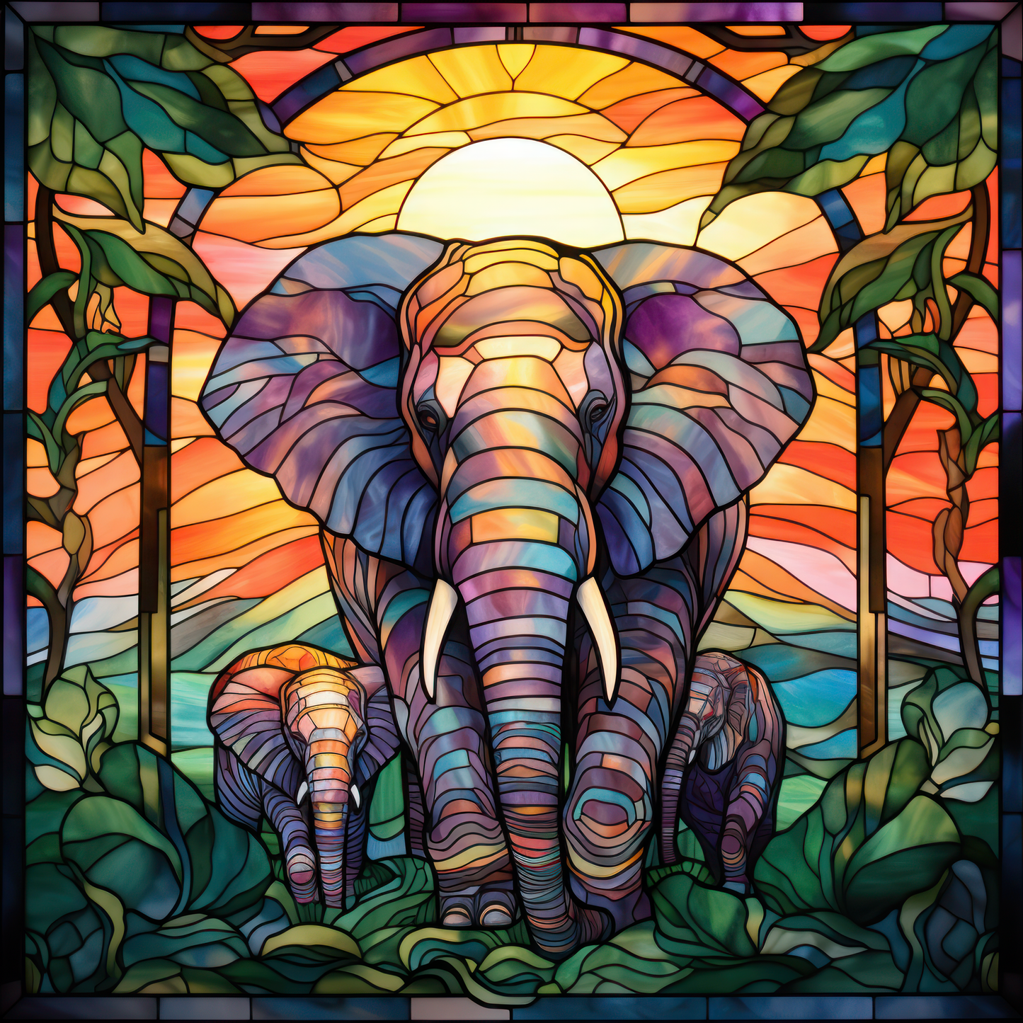 Stained Glass Elephants