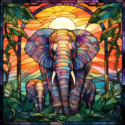 Stained Glass Elephants