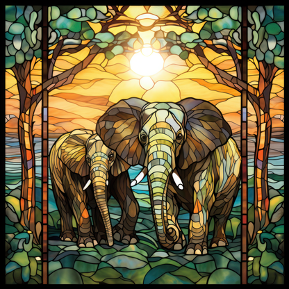 Stained Glass Elephants