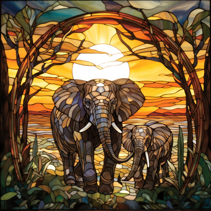 Stained Glass Elephants